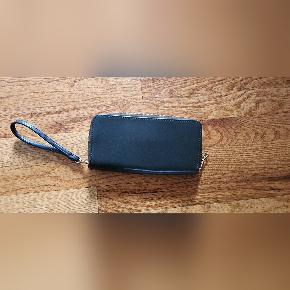 a new day Black Wallet with Gold-Tone Zippers